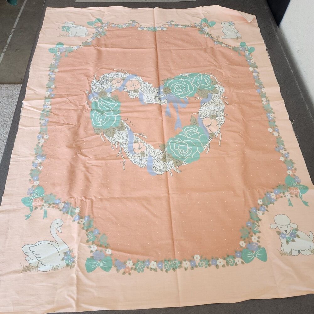 Vintage Weilwood Industries Nursery Crib Quilt Fabric Panel – Country Animals...